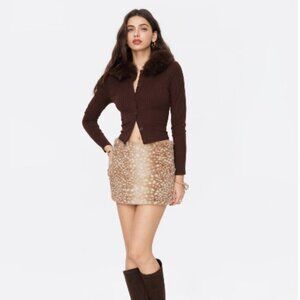 NWT: Low Rise Bambi Faux Fur Miniskirt <3 from Cidar, Size 26"-27" waist